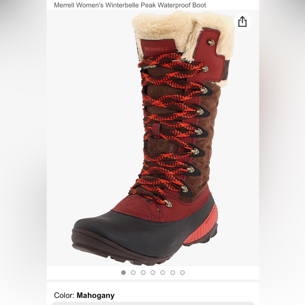 Merrell Women’s Winterbelle Peak Waterproof Boot size 8.5 in Mahogany